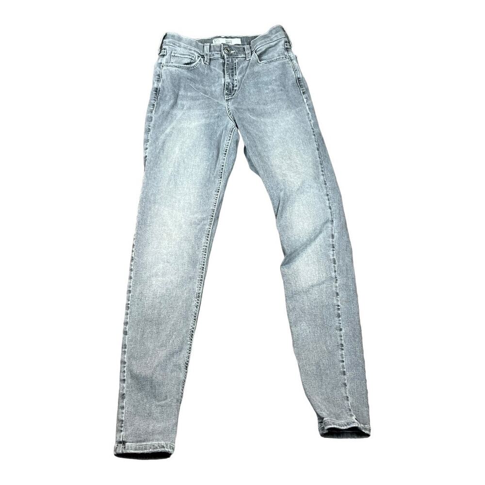 Topshop Jamie Moto Skinny Jeans Gray Stone Wash High Rise W25 Long Indie Sleaze